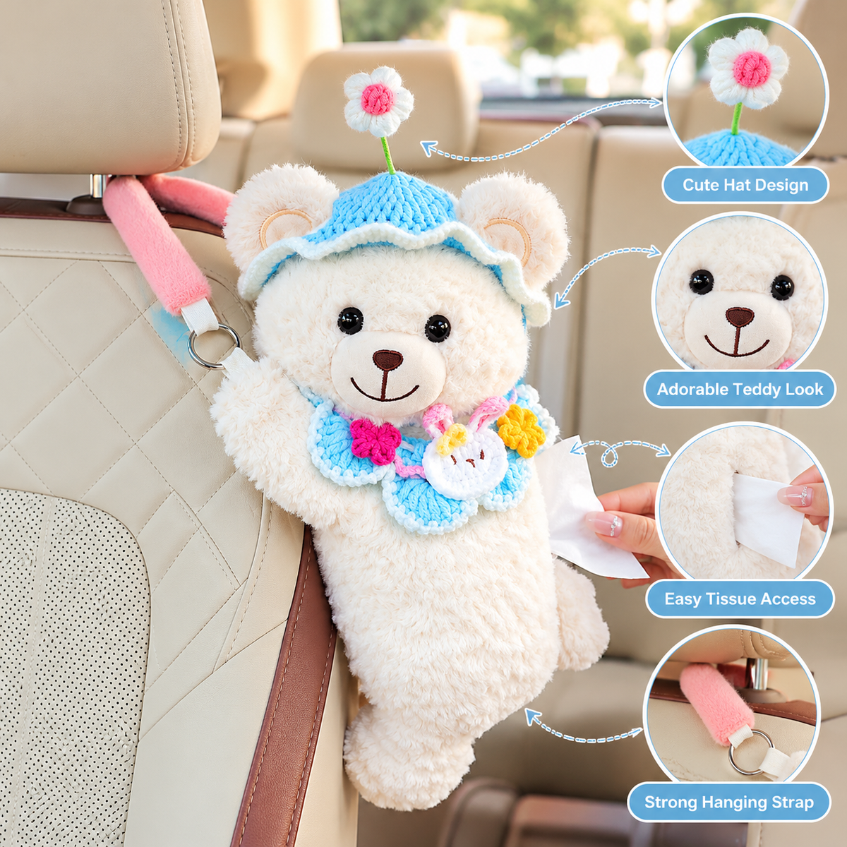 DaisyBear Car Tissue Holder