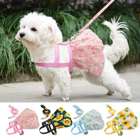 Pets Love Journey Floral Puppy Harness Dress