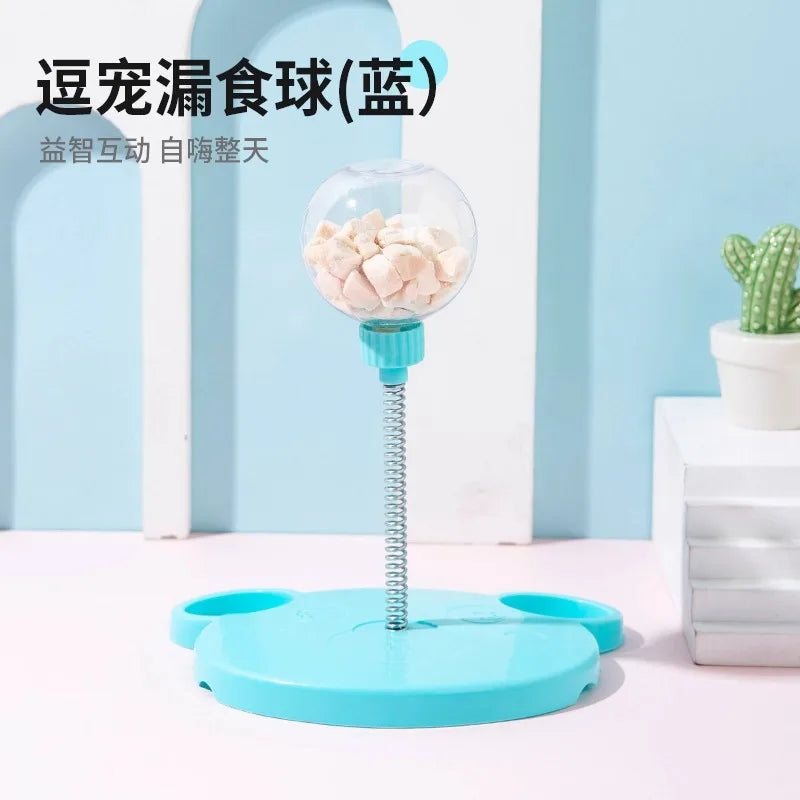 Pet Food Leak Ball, Dog Self-entertainment, Intelligence and Boredom, Swinging Suction Cup Food Leak Device, Teddy Blue Cat Toy