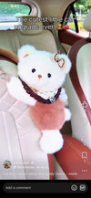 White teddy hanging plush car tissue holder