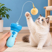 Blue PouncePop automatic retractable cat teaser toy