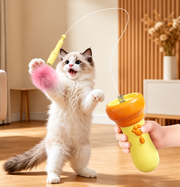Yellow PouncePop automatic retractable cat teaser toy